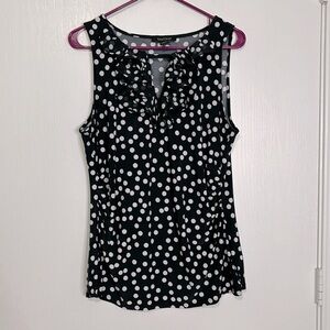 White House Black Market black polka dot pull over blouse women’s size Large